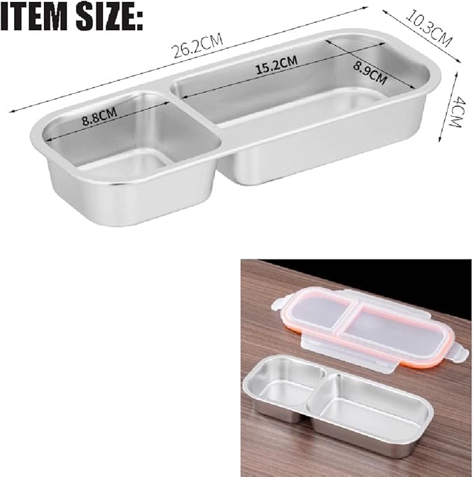 YINHAIJIE Stainless Steel Snack Containers, Double/2 Compartment Snack Containers with Lids for Kids Adults,Divided Food Storage Containers for School, Home, Travel
