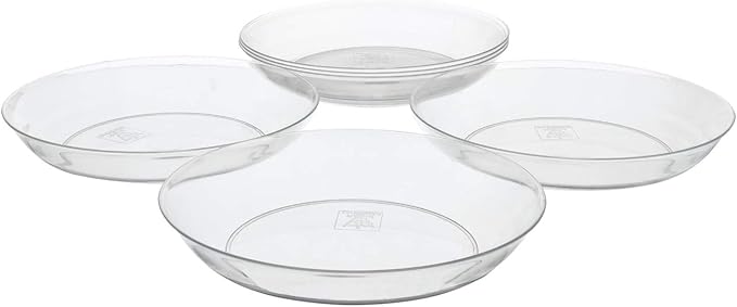 Royal Imports 10" Clear Plastic Saucer Plant Drip Tray, Deep Pie Plate, Floral Flower Dish, Wedding, Party, Home and Holiday Decor, 6 Pack