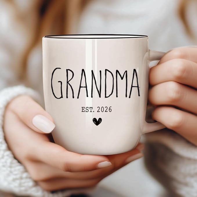 Promoted to Grandmother 2026 Mug, Grandma Ceramic Cup, Grandmas Gift Mugs, New Baby Reveal for Grandma, Pregnancy Announcement for Grandmother Mug, Grandparent Announcement Gifts, New Grandparent 13Oz