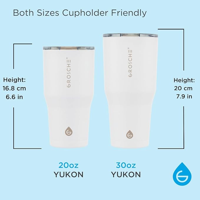 GROSCHE Yukon 30 oz Insulated Coffee Mug with Lid - Durable Travel Mug, Stainless Steel Tumblers, Vacuum Insulated Coffee Tumbler for Hot or Cold Beverages - CREAM WHITE