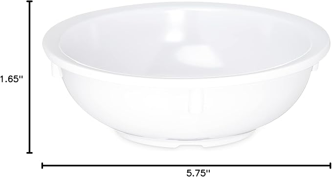 Carlisle FoodService Products Kingline Reusable Plastic Bowl Nappie Bowl for Home and Restaurant, Melamine, 10 Ounces, White, (Pack of 48)