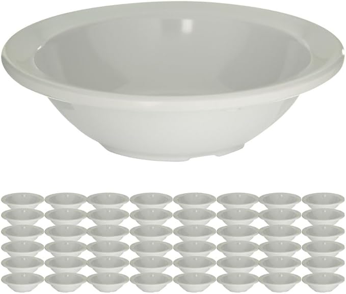 Carlisle FoodService Products Kingline Reusable Plastic Bowl Fruit Bowl with Rim for Home and Restaurant, Melamine, 4.75 Ounces, White, (Pack of 48)