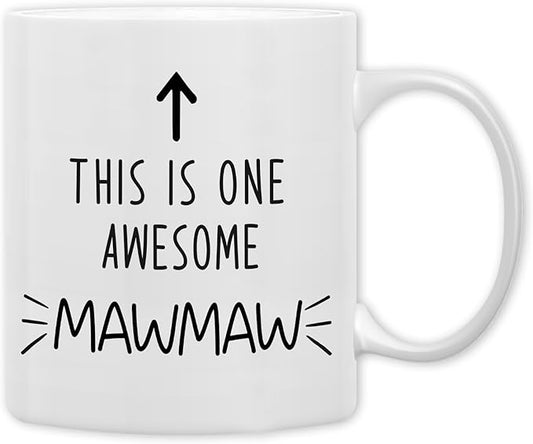 QASHWEY Mawmaw Gifts Mug, Mawmaw Grandma Gifts from Grandkids Grandchildren Coffee Mug, Mothers Day Coffee Mugs Tea Cup Gift for GrandmaMawmaw, This is One AwesomeMawmaw CoffeeCup Ceramic 11oz