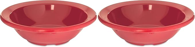 Carlisle FoodService Products Kingline Plastic Rimmed Fruit Bowl, 4.75 fl. oz. Capacity, 4-19/32" Dia. x 1.29" H, Red (Pack of 2)