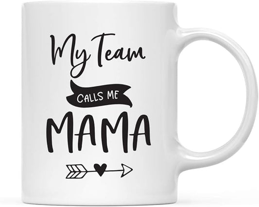 Andaz Press Mother's Day 11oz. Ceramic Coffee Tea Mug Gift for Mom, My Team Calls Me Mama, 1-Pack