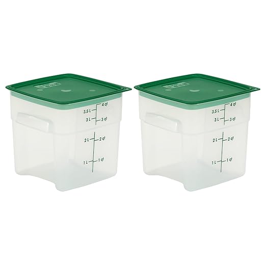 Cambro Food Storage Containers with Lids (Microwave Safe and BPA-Free) - 4 QT (Quart) Square Food Storage Container with Lid (2 Pack)