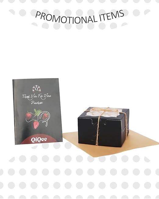 qiqee Black Bakery Box with Window 60packs 6x6x3 Black Cookie Boxes Pastry Box for Wedding Favor Birthday ＆ Party