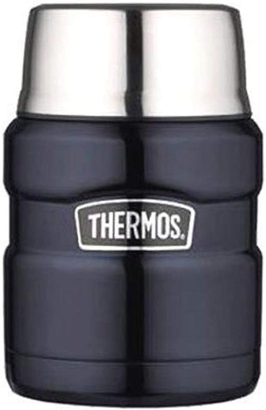 THERMOS Stainless King Vacuum-Insulated Food Jar with Spoon, 16 Ounce, Midnight Blue