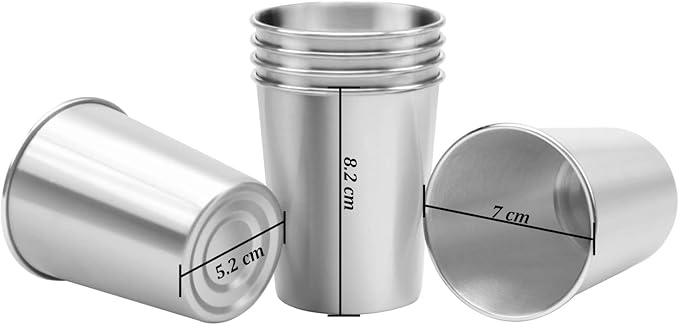 Resinta 10 Pieces 8 Ounce Stainless Steel Cups Metal Pint Cups Shatterproof Drinking Glasses for Kids or Adults (8 oz)