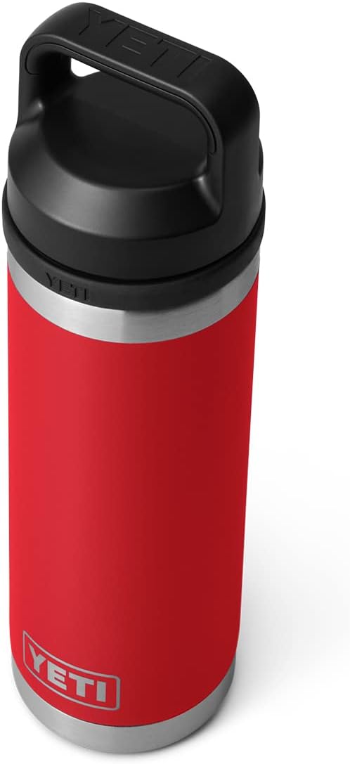 YETI Rambler 18 oz Bottle, Leakproof, Vacuum Insulated, Stainless Steel with Chug Cap, Rescue Red