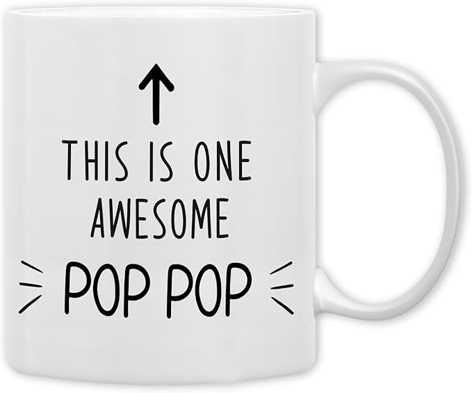 QASHWEY Pop Pop Gifts Mug, Poppop Grandpa Gifts from Grandkids Grandchildren Coffee Mug, Fathers Day Coffee Mugs Tea Cup Gift for Grandpa Poppop, This is One Awesome Pop Pop CoffeeCup Ceramic11oz