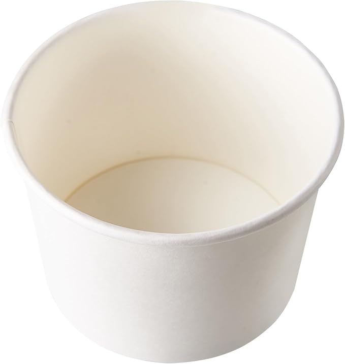 CIAO! 16OZ Disposable White Paper Food Container, 115mm Diameter, Lids Sold Separately (500/case)