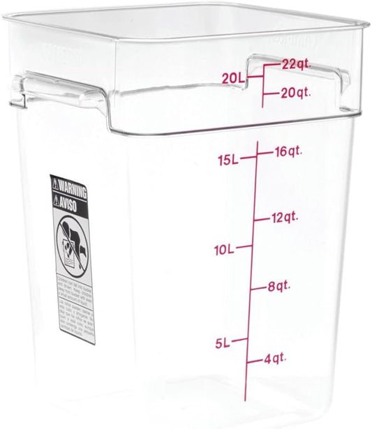 Cambro Food Storage Container - Classic Series Square - 22 QT (Quart) - Commercial Grade for Food Prep (Clear)