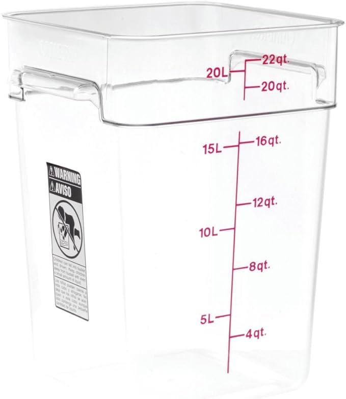 Cambro Food Storage Container - Classic Series Square - 22 QT (Quart) - Commercial Grade for Food Prep (Clear)