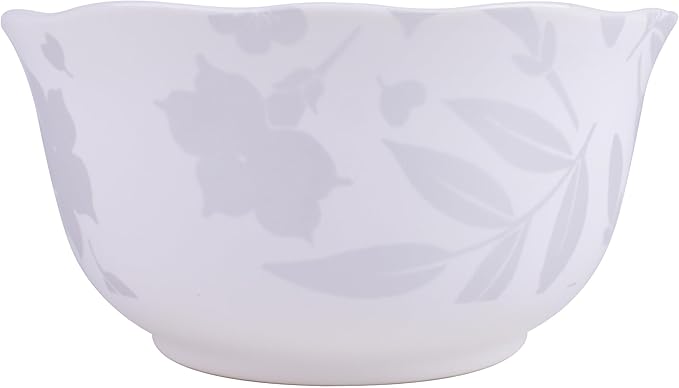 222 Fifth 12-Piece Porcelain Dinnerware Set for 4, Glossy White Plates and Bowls Sets with Silver Flower Pattern, Luxury Ceramic Dish Set, Elegant Kitchen Dishes for Everyday Dining, Refreshed Floral