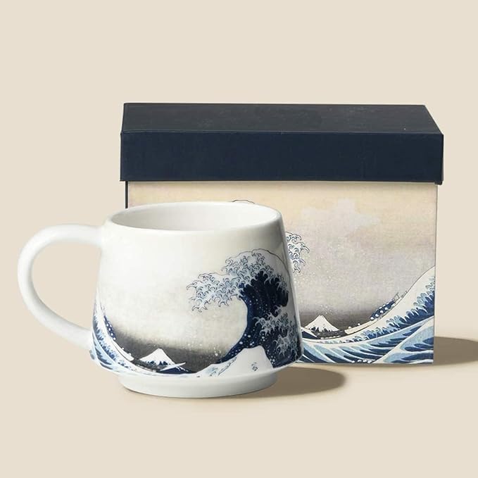 Topadorn Ceramic Mug Porcelain Coffee Cup The Great Wave Coffee Mug with Gift Box,13 oz.