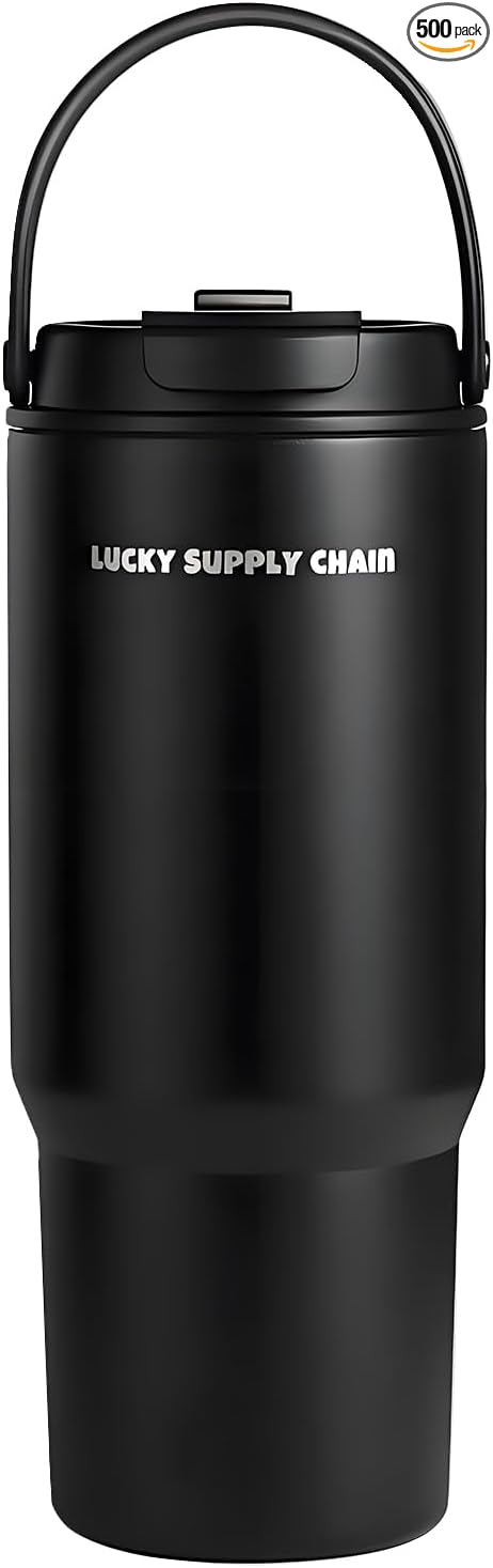 Water Bottle 24 oz-Stainless Steel Tumbler with Straw - Vacuum Insulated Water Bottle 24 oz for Home, Office or Car Reusable Cup With straw，Cold for 12 Hrs or Iced for 24 Hrs(Black)