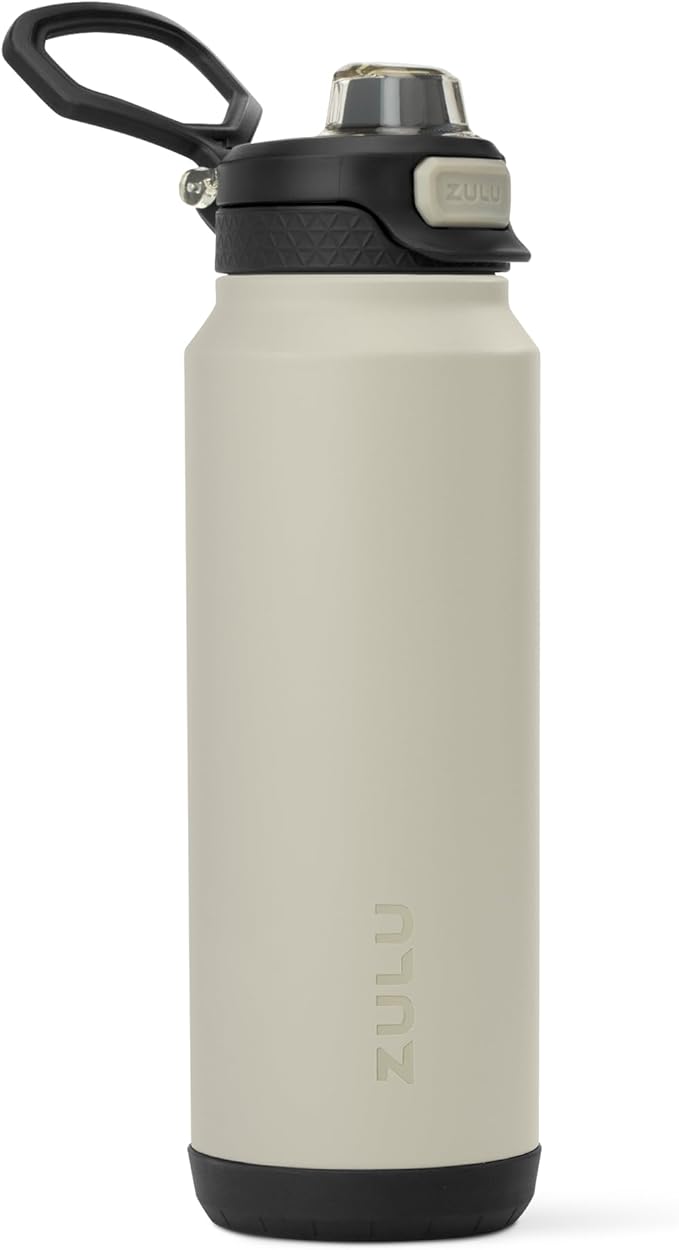 ZULU Powerfill Pro 32oz Stainless Steel Water Bottle with Quick Fill Lid, Triple Walled Vacuum Insulated Metal, Leak Proof Locking Lid, Sip and Chug, Reusable BPA Free, Ash