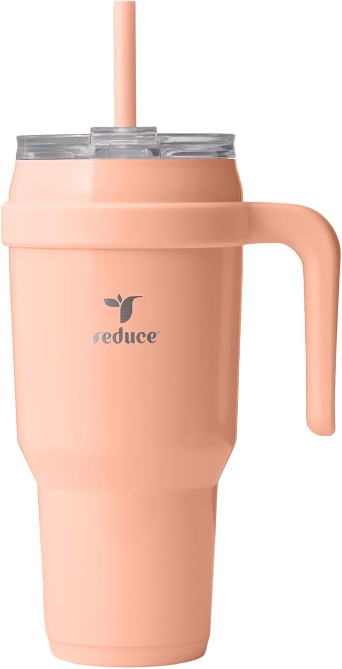 REDUCE 40 oz Stainless Steel Tumbler with Handle - Dual-Wall Vacuum Insulated Travel Mug, Sweat-Proof Lid & Reusable Straw - Keeps Drinks Cold for 24 Hrs, Fits Cupholders, Dishwasher Safe - Sedona