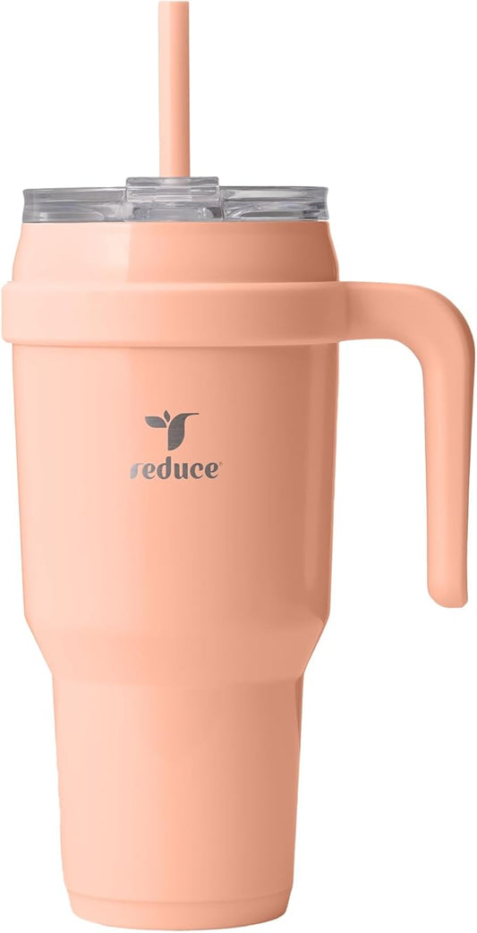 REDUCE 40 oz Stainless Steel Tumbler with Handle - Dual-Wall Vacuum Insulated Travel Mug, Sweat-Proof Lid & Reusable Straw - Keeps Drinks Cold for 24 Hrs, Fits Cupholders, Dishwasher Safe - Sedona