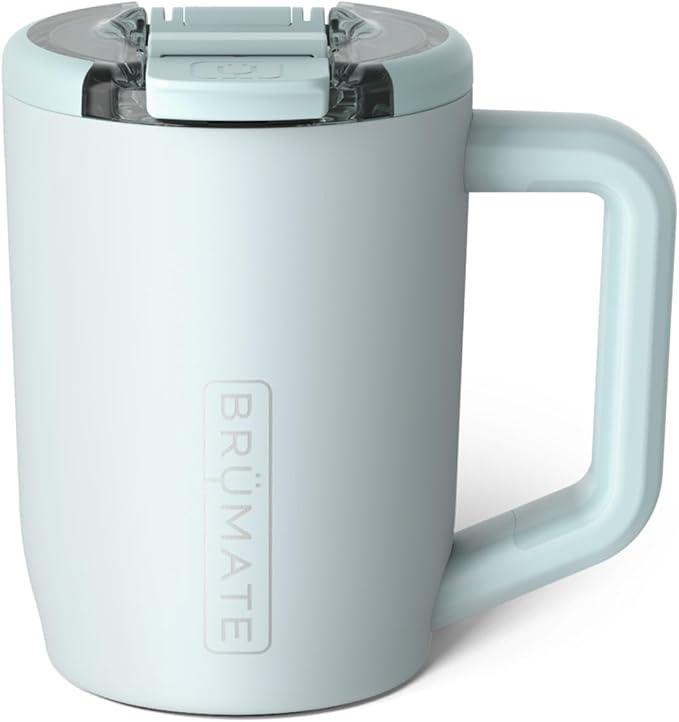 BrüMate Müv - 15oz 100% Leak Proof Insulated Coffee Mug with Handle & Lid - Stainless Steel Coffee Travel Mug - Double Walled Coffee Cup (Blue Agave)