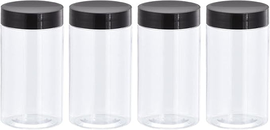 uxcell Round Plastic Jars with Black Screw Top Lid, 8oz/ 250ml Clear Empty Containers for Storage, Organizing, 4Pcs