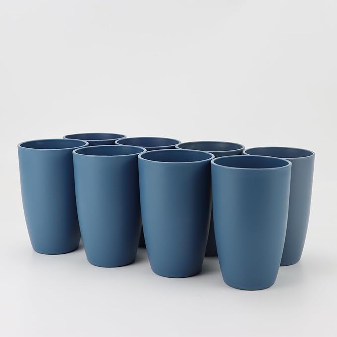 Homienly Wheat Straw Cups, 8 PCS Reusable Drinking Cups, 20 oz, Navy Blue, BPA Free, Dishwasher Safe, Microwave Safe, Premium, Durable, Unbreakable, Recyclable