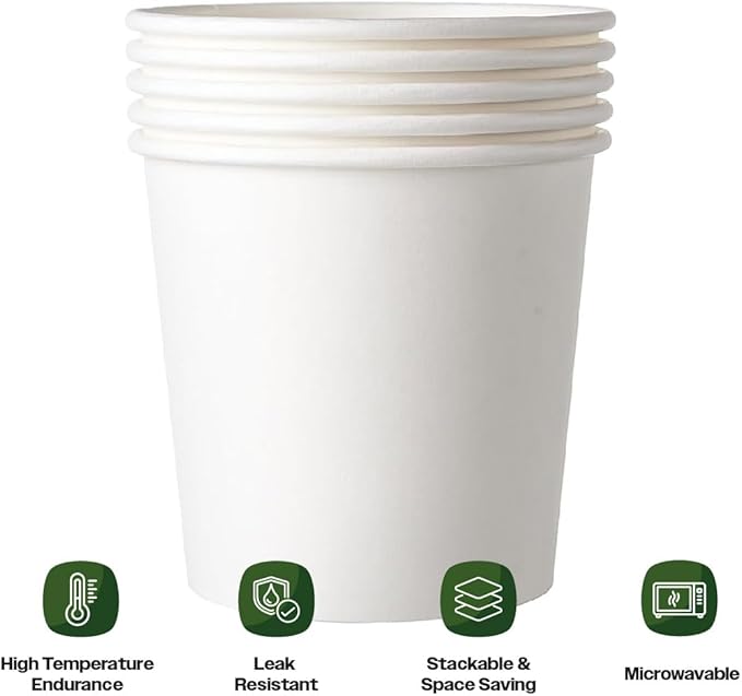 CIAO! 24OZ Disposable White Paper Food Container, 115mm Diameter, Lids Sold Separately (500/case)