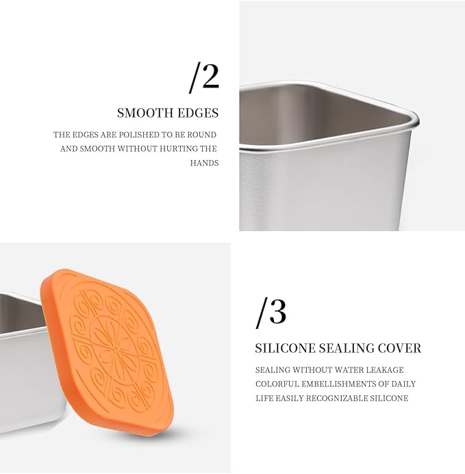 6 Pack 2oz Stainless Steel leak-proof Snack Box Portable Sealed Food Storage Box, a versatile food container for kids, fitness, picnic and travel