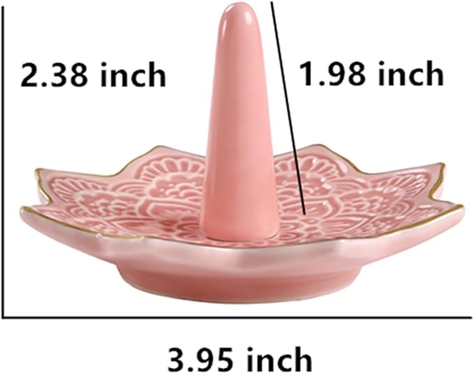 Ceramic Mandala Ring Holder, Decorative Jewelry Dish, Trinket Tray Room Decor, Engagement Wedding Birthday Gifts for Women (pink)