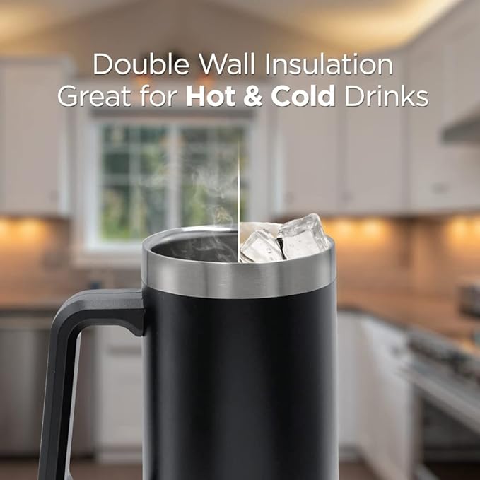 GALVANOX Stainless Steel Beer Mug Gift for Boss - Insulated XL 24oz Large Beer Stein Cup with Handle for Christmas/Office Appreciation Day, Gift Boxed “Coolest Boss Ever”