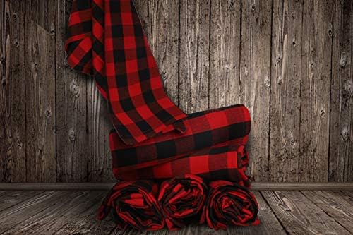 Urban Villa Kitchen Towels Set of 3 Buffalo Checks Red/Black Kitchen Towels Size 20X30 Inches 100% Cotton Highly Absorbent Kitchen Towels Premium Quality Ultra Soft Mitered Corners KitchenTowels