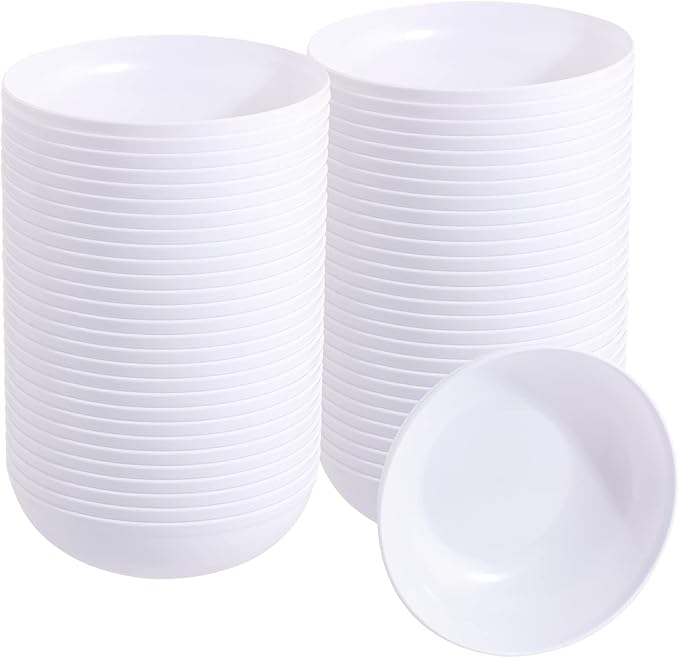 bUCLA 50Pack 12oz White Plastic Bowls - Disposable White Plastic Salsa Bowls Premium Heavy Duty - Ideal for Wedding &Party
