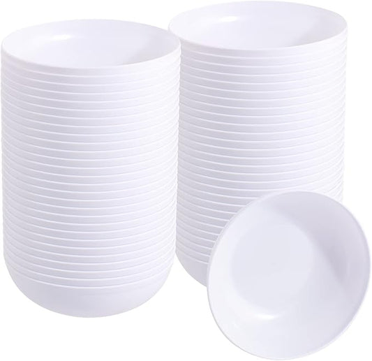 bUCLA 50Pack 12oz White Plastic Bowls - Disposable White Plastic Salsa Bowls Premium Heavy Duty - Ideal for Wedding &Party