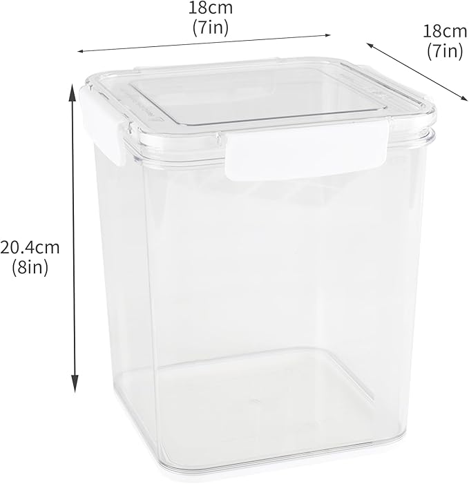 Set Of 3 Large Food Storage Jars 4L - Airtight Containers with Lids,Sugar and Flour Containers Set with Spoon,Kitchen Canisters for Sugar,Flour, Coffee,Pantry Organization Keeper(Clear-3 Pack)