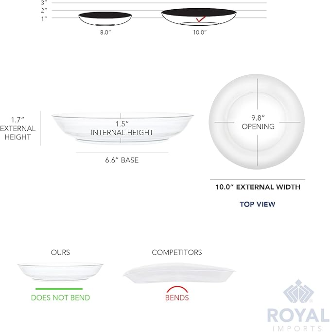 Royal Imports 10" Clear Plastic Saucer Plant Drip Tray, Deep Pie Plate, Floral Flower Dish, Wedding, Party, Home and Holiday Decor, 6 Pack