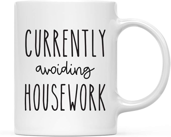 Andaz Press Mother's Day 11oz. Ceramic Coffee Tea Mug Gift for Mom, Currently Avoiding Housework, 1-Pack, Birthday Christmas Gift Ideas