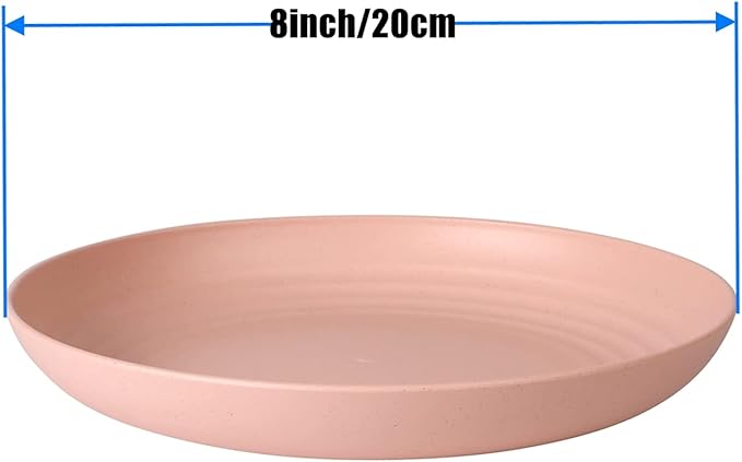 Wheat Straw Plates Lightweight Unbreakable Dinner Dishes Plates Set Dishwasher & Microwave Safe (Large 4 Pack 8')