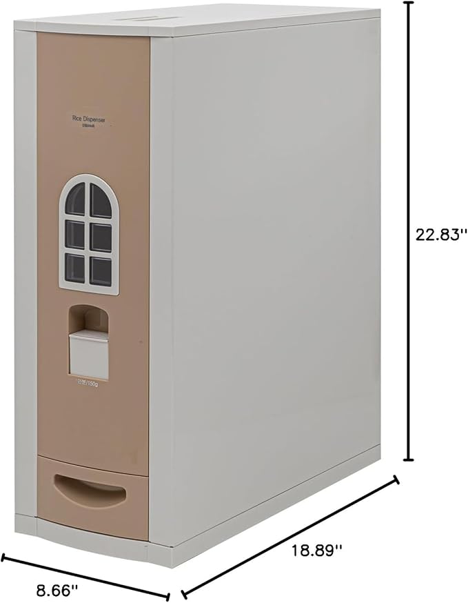 [Shinil] Luxury Rice Dispenser, Sealed Moisture Proof Rice Container Storage, Food Dispenser Kitchen Organization for Rice, Max 23kg Capacity (SIF-55, Light Brown)