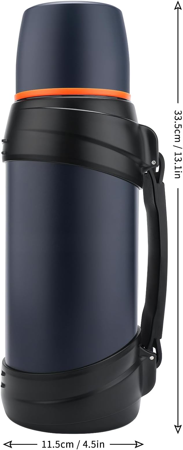 64oz/Half Gallon Large Coffee Thermoses for Travel - Insulated Water Jug Classic Vacuum Bottle with Plastic Cup - 2.0L Stainless Steel Vacuum Insulated Beverage Bottle for Hiking Fishing（Blue）