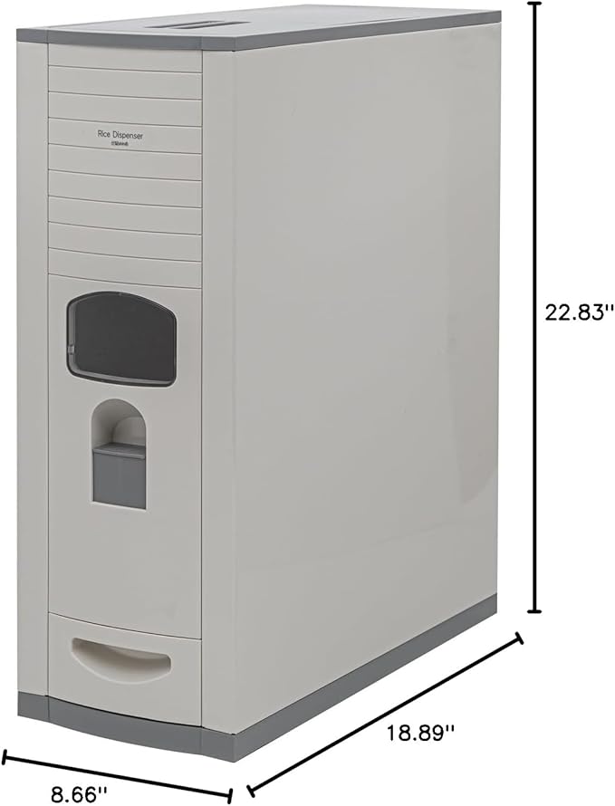 [Shinil] Luxury Rice Dispenser, Sealed Moisture Proof Rice Container Storage, Food Dispenser Kitchen Organization for Rice, Max 21kg Capacity (SIF-700, Grey)