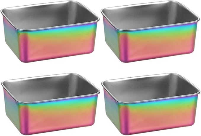 Stainless Steel Food Storage Containers Bento Box, Set of 4, Leak Resistant, Ideal for Lunch Meal Prep & Leftovers-Rainbow