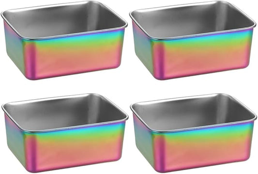 Stainless Steel Food Storage Containers Bento Box, Set of 4, Leak Resistant, Ideal for Lunch Meal Prep & Leftovers-Rainbow