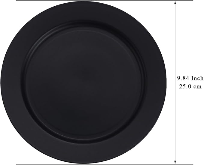 Berglander Black Plastic Plates Set of 8 Pieces 10", Reusable Flat Dinner Plates, Salad Plates, Pasta Bowls, Dishes Set Easy to Carry for Home, Garden, Picnic, Camping, Outdoor