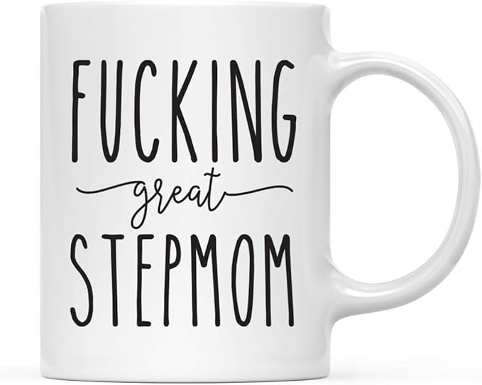 Andaz Press Mother's Day 11oz. Ceramic Coffee Tea Mug Gift for Mom, Fucking Great Stepmom, 1-Pack, Birthday Christmas Gift Ideas