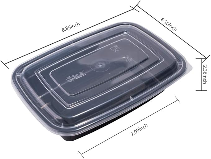 50-Pack Food Prep Containers, 1000ML/ 34 OZ Microwavable Food Storage Containers with Lids, Reusable Plastic lunch Containers Lunch Boxes- Stackable, Reusable Dishwasher Safe