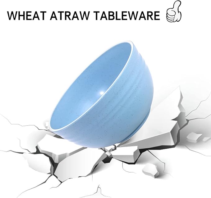 Supernal Wheat Straw Dinnerware, Microwave Dishwasher Safe, Unbreakable Light Weight Plates Service For 8, Reusable Tableware Set, Multicolor Set 16pcs Plates, 8pcs Bowls, 8pcs Cups