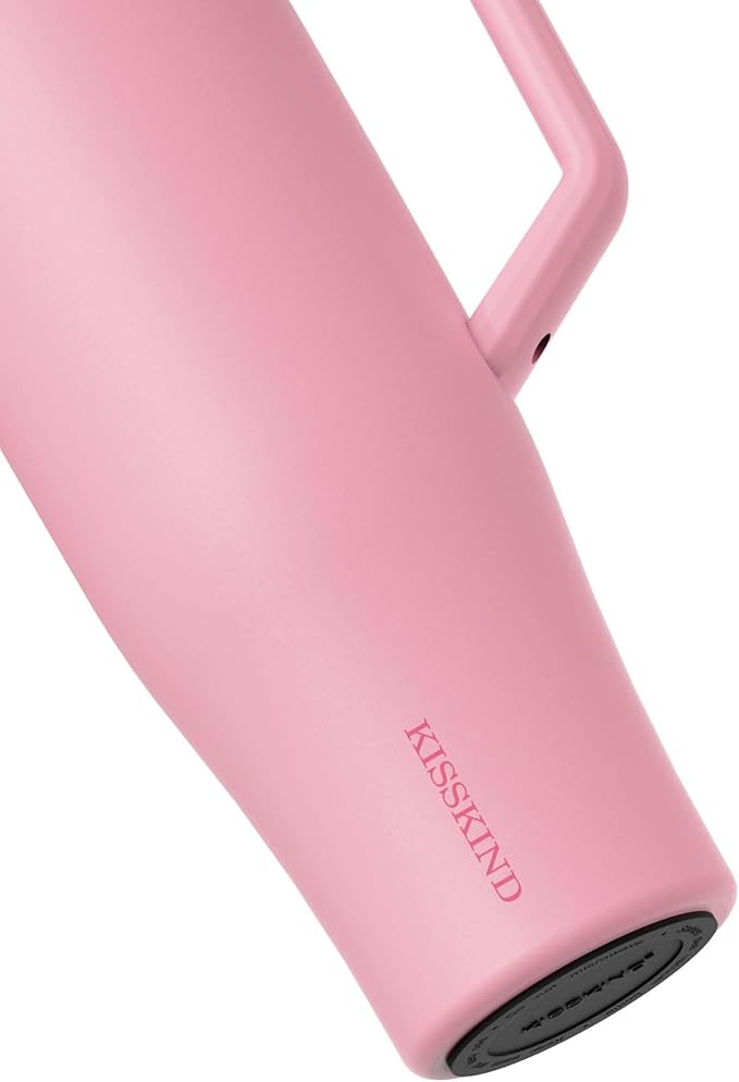 KISSKIND 40 oz Tumbler with Handle and Straw | Lumi Spin Hidden Straw 100% Leakproof Insulated Tumbler | Stainless Steel Water Bottle for Mom, Nurse, Teacher | Pink