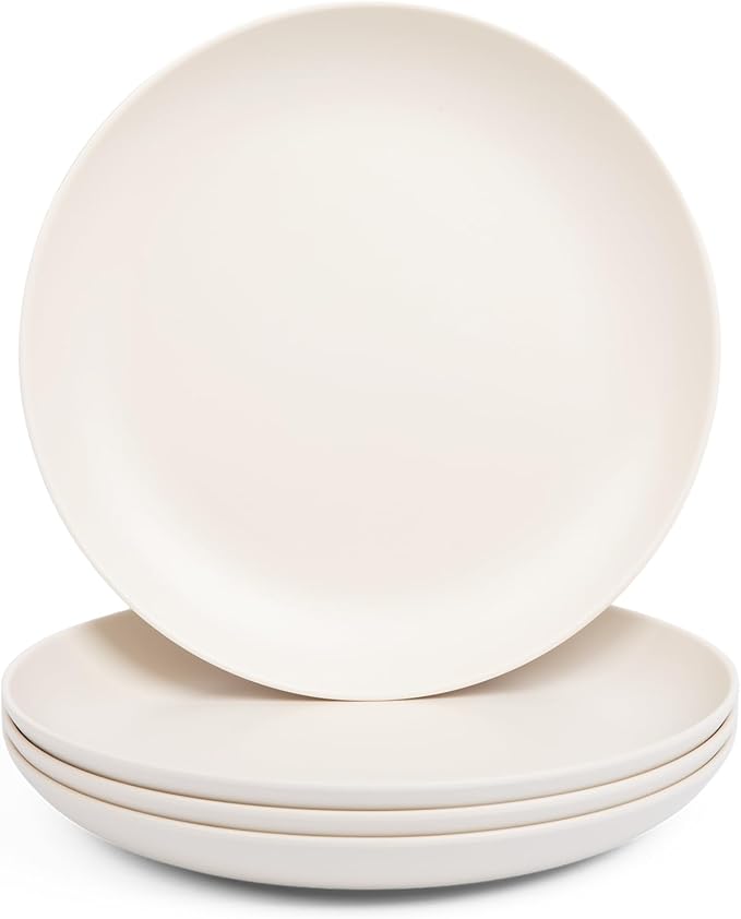 Larder & Vine 12-Piece Melamine Dinnerware Set: Durable, Lightweight, Break-Resistant Plates & Bowls – Stylish, Non-Toxic, Dishwasher Safe – Ideal for Everyday Use, Indoor & Outdoor Dining – Ivory
