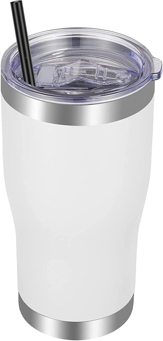 VEGOND 20oz Tumbler Stainless Steel Tumbler Cup with Lid And Straw Vacuum Insulated Double Wall Travel Coffee Mug(White 1 Pack)